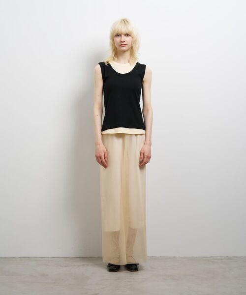 LANVIN en Bleu（ランバンオンブルー）の「レイヤードタンクトップ（Tシャツ/カットソー・レディース・ブラウン/チャコールグレー/ブラック・38）」の11枚目の写真