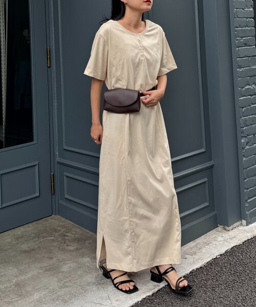 CIAOPANIC TYPY(チャオパニックティピー)の「前後2wayヘンリーネックカットワンピース/接触冷感(ワンピース・レディース・キャメル/グレー系その他/ブラック・ONE SIZE)」の15枚目の写真