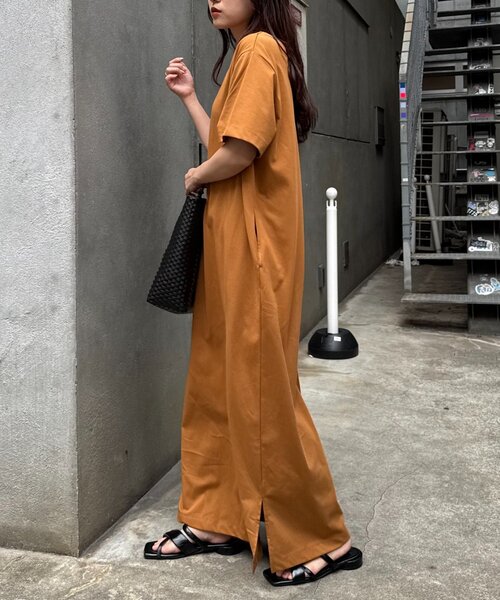 CIAOPANIC TYPY(チャオパニックティピー)の「前後2wayヘンリーネックカットワンピース/接触冷感(ワンピース・レディース・キャメル/グレー系その他/ブラック・ONE SIZE)」の21枚目の写真