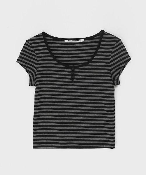 BLACKUP（ブラックアップ）の「[MADE] ロバンストライプヘンリーネック半袖Tシャツ（Tシャツ/カットソー・レディース・ネイビー/ブラウン/ブラック・FREE）」の15枚目の写真
