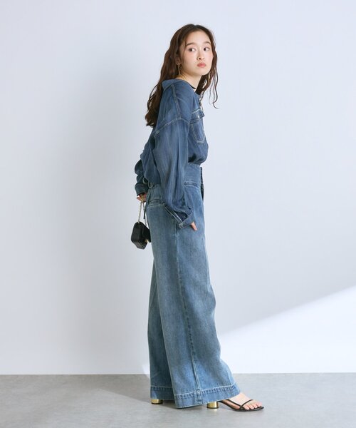 3シーズン着れる】シアーデニム金釦2WAYシャツ（シャツ/ブラウス