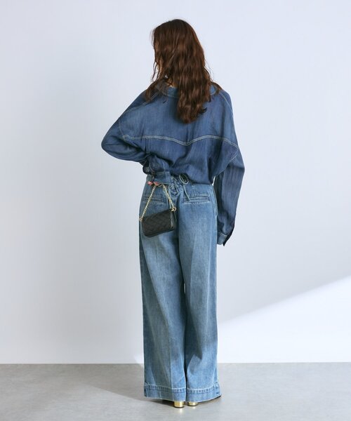 今期完売⭐︎シアーデニム金釦2wayシャツ 3シーズン着れる】シアーデニム金釦2WAYシャツ