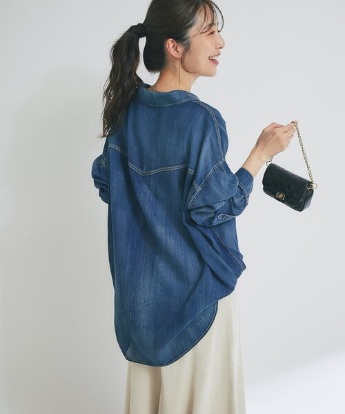 今期完売⭐︎シアーデニム金釦2wayシャツ 3シーズン着れる】シアーデニム金釦2WAYシャツ（シャツ/ブラウス