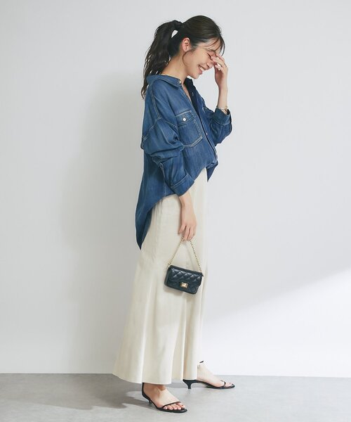 3シーズン着れる】シアーデニム金釦2WAYシャツ