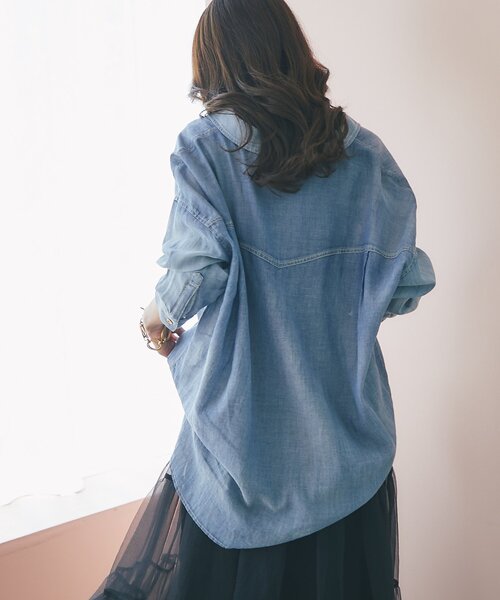 La boutique Bon Bon シアーデニムシャツ 軽い着心地】シアーデニムシャツ | La boutique BonBon(ラブ