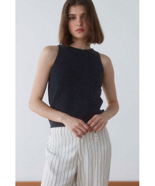 ALEXIA STAM（アリシアスタン）の「Cotton Knit Tank Top /ニットタンクトップ（タンクトップ・レディース・ライトグレー/ブラック・FREE）」の4枚目の写真