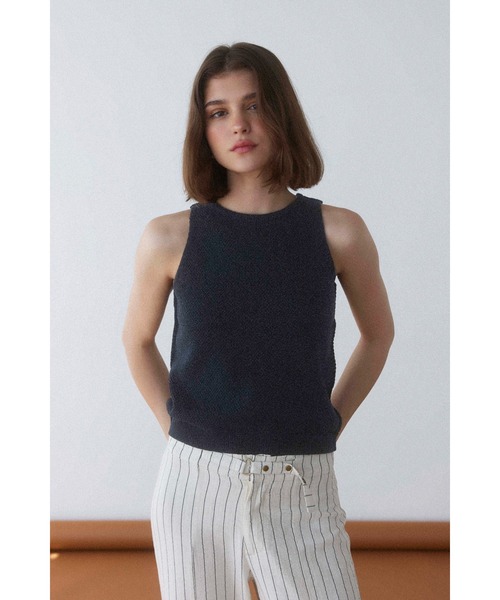ALEXIA STAM（アリシアスタン）の「Cotton Knit Tank Top /ニットタンクトップ（タンクトップ・レディース・ライトグレー/ブラック・FREE）」の5枚目の写真