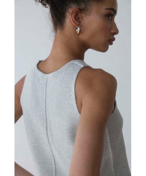 ALEXIA STAM（アリシアスタン）の「Cotton Knit Tank Top /ニットタンクトップ（タンクトップ・レディース・ライトグレー/ブラック・FREE）」の9枚目の写真