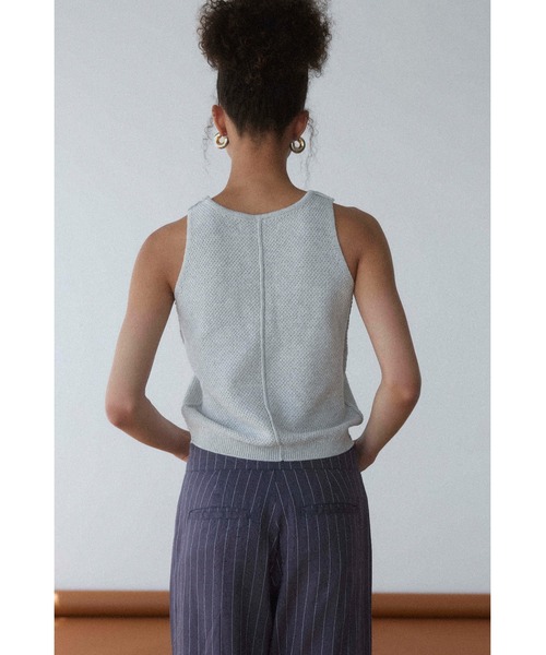 ALEXIA STAM（アリシアスタン）の「Cotton Knit Tank Top /ニットタンクトップ（タンクトップ・レディース・ライトグレー/ブラック・FREE）」の10枚目の写真