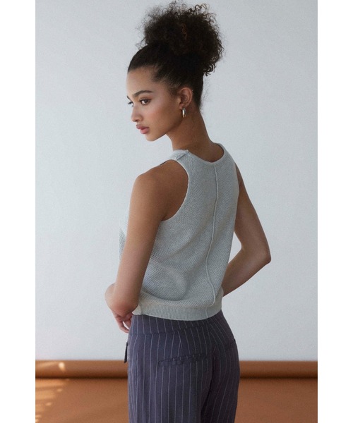 ALEXIA STAM（アリシアスタン）の「Cotton Knit Tank Top /ニットタンクトップ（タンクトップ・レディース・ライトグレー/ブラック・FREE）」の11枚目の写真