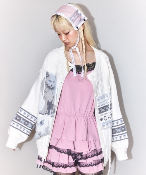 Candy Stripper（キャンディストリッパー）の「CAT LOVER KNIT カーディガン（カーディガン/ボレロ・レディース・ブルー/アイボリー/ブラック・FREE）」の14枚目の写真