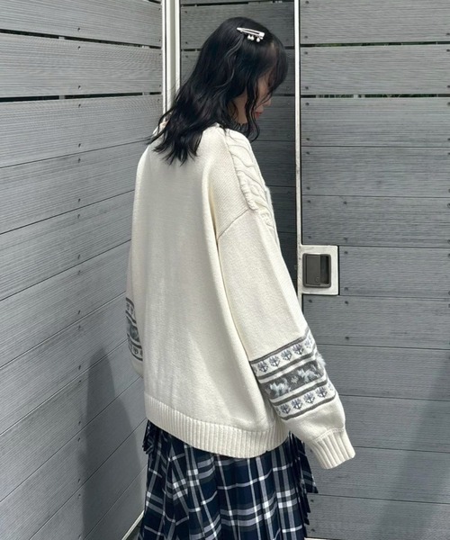 Candy Stripper（キャンディストリッパー）の「CAT LOVER KNIT カーディガン（カーディガン/ボレロ・レディース・ブルー/アイボリー/ブラック・FREE）」の18枚目の写真