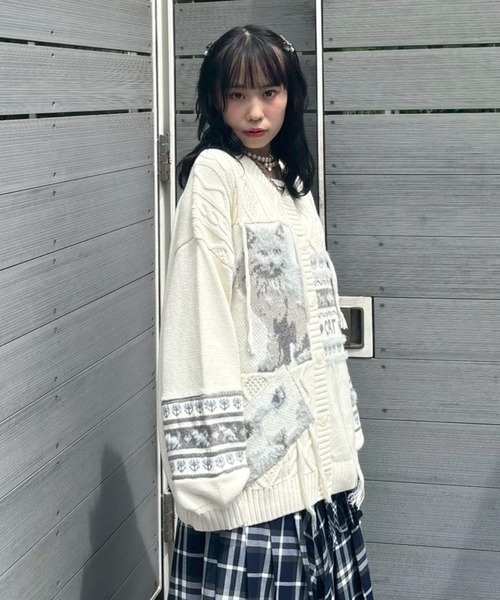 Candy Stripper（キャンディストリッパー）の「CAT LOVER KNIT カーディガン（カーディガン/ボレロ・レディース・ブルー/アイボリー/ブラック・FREE）」の17枚目の写真