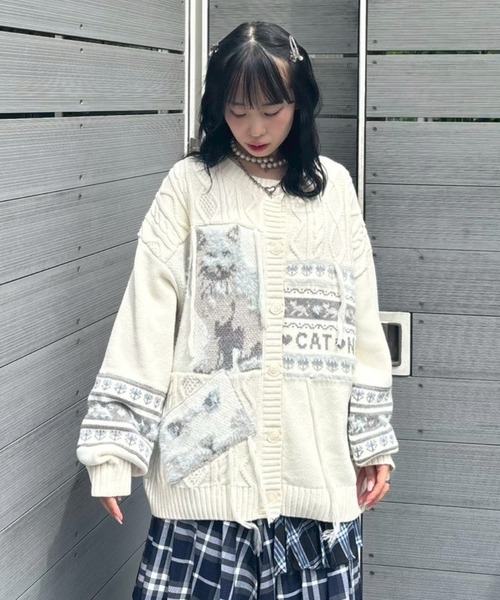 Candy Stripper（キャンディストリッパー）の「CAT LOVER KNIT カーディガン（カーディガン/ボレロ・レディース・ブルー/アイボリー/ブラック・FREE）」の16枚目の写真