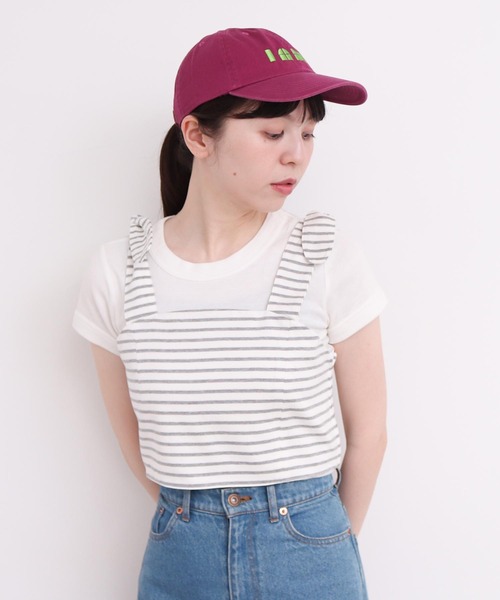 I am I in fact...（アイアムアイインファクト）の「●MUSUBI ボーダー ビスチェ（キャミソール・レディース・ブラック/グレー・FREE）」の2枚目の写真