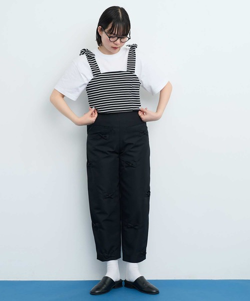 I am I in fact...（アイアムアイインファクト）の「●MUSUBI ボーダー ビスチェ（キャミソール・レディース・ブラック/グレー・FREE）」の18枚目の写真