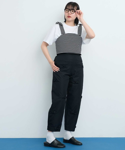 I am I in fact...（アイアムアイインファクト）の「●MUSUBI ボーダー ビスチェ（キャミソール・レディース・ブラック/グレー・FREE）」の22枚目の写真