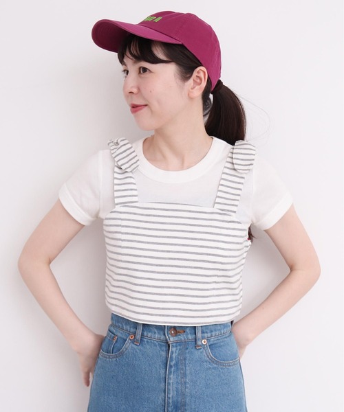 I am I in fact...（アイアムアイインファクト）の「●MUSUBI ボーダー ビスチェ（キャミソール・レディース・ブラック/グレー・FREE）」の15枚目の写真