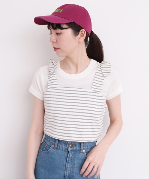 I am I in fact...（アイアムアイインファクト）の「●MUSUBI ボーダー ビスチェ（キャミソール・レディース・ブラック/グレー・FREE）」の14枚目の写真