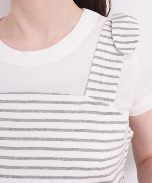 I am I in fact...（アイアムアイインファクト）の「●MUSUBI ボーダー ビスチェ（キャミソール・レディース・ブラック/グレー・FREE）」の16枚目の写真