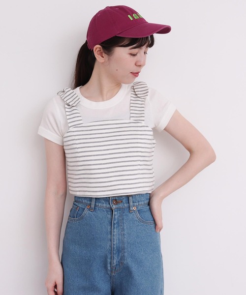 I am I in fact...（アイアムアイインファクト）の「●MUSUBI ボーダー ビスチェ（キャミソール・レディース・ブラック/グレー・FREE）」の11枚目の写真