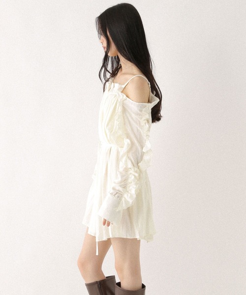 Heather（ヘザー）の「オフショルフリルミニワンピース　581381（ワンピース・レディース・アイボリー/ブラック系その他・FREE）」の5枚目の写真