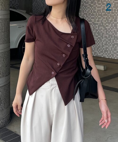 CAPRICIEUX LE'MAGE（カプリシューレマージュ）の「フリルボタンチビ袖カーディガン（カーディガン/ボレロ・レディース・ベージュ/ブラウン/ブラック・FREE）」の3枚目の写真