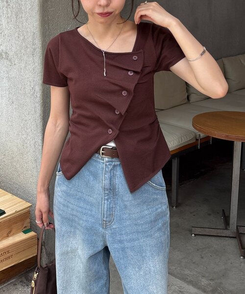 CAPRICIEUX LE'MAGE（カプリシューレマージュ）の「フリルボタンチビ袖カーディガン（カーディガン/ボレロ・レディース・ベージュ/ブラウン/ブラック・FREE）」の21枚目の写真