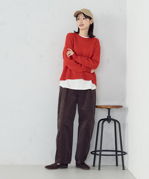 COMME CA ISM（コムサイズム）の「裾スリット ロングＴシャツ（Tシャツ/カットソー・レディース・チャコール/ブラック/ホワイト・MEDIUM/LARGE）」の9枚目の写真