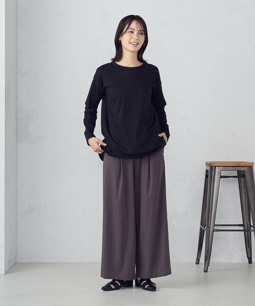 COMME CA ISM（コムサイズム）の「裾スリット ロングＴシャツ（Tシャツ/カットソー・レディース・チャコール/ブラック/ホワイト・MEDIUM/LARGE）」の10枚目の写真