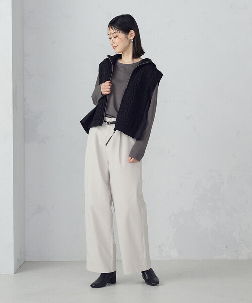 COMME CA ISM（コムサイズム）の「裾スリット ロングＴシャツ（Tシャツ/カットソー・レディース・チャコール/ブラック/ホワイト・MEDIUM/LARGE）」の14枚目の写真