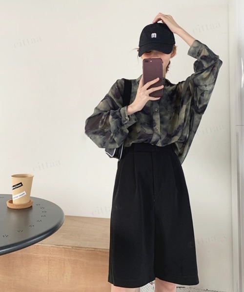 Dalfwin（ダールフィン）の「韓国ファッション タイダイ柄オーバーサイズシャツ（シャツ/ブラウス・レディース・グレー系・FREE）」の10枚目の写真