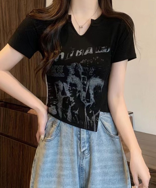 2ly2（トゥーリートゥー）の「短丈×スリムシルエットのヴィンテージ風Tシャツ（Tシャツ/カットソー・レディース・ベージュ/ブラック/グレー/ホワイト・FREE）」の22枚目の写真