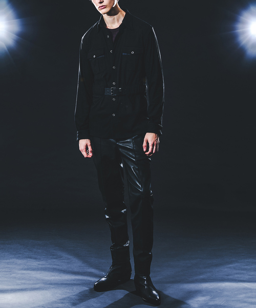 5351 POUR LES HOMMES（ゴーサンゴーイチプールオム）の「【セットアップ対応】レザー テーパード スラックスパンツ（スラックス・メンズ・ブラック・50/48/46/44）」の2枚目の写真