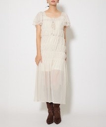 ワッシャーリラクシーカットワンピース 春服 夏服 秋服 半袖
