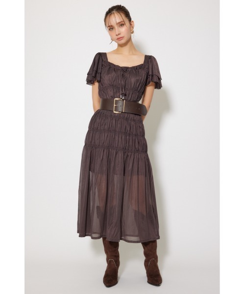 rienda（リエンダ）の「ワッシャーリラクシーカットワンピース 春服 夏服 秋服 半袖（ワンピース・レディース・ライトベージュ/ブルー/ブラウン・FREE）」の4枚目の写真