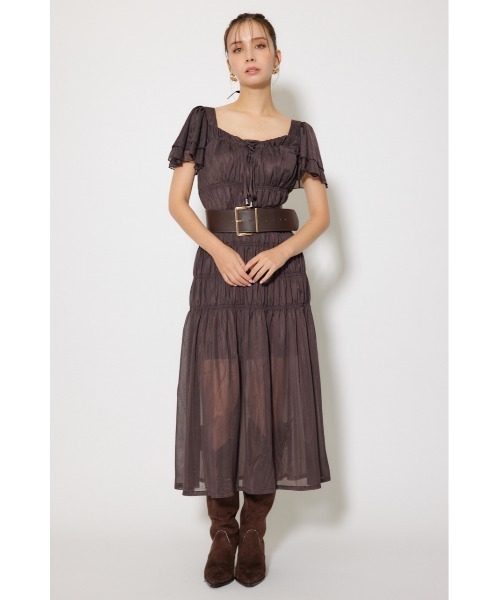 rienda（リエンダ）の「ワッシャーリラクシーカットワンピース 春服 夏服 秋服 半袖（ワンピース・レディース・ライトベージュ/ブルー/ブラウン・FREE）」の5枚目の写真