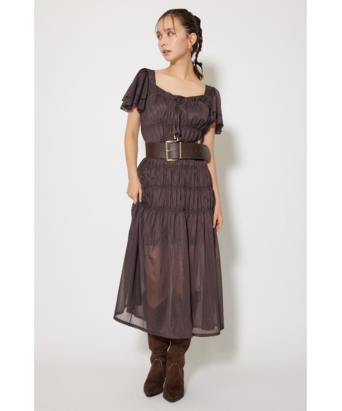 rienda（リエンダ）の「ワッシャーリラクシーカットワンピース 春服 夏服 秋服 半袖（ワンピース・レディース・ライトベージュ/ブルー/ブラウン・FREE）」の6枚目の写真
