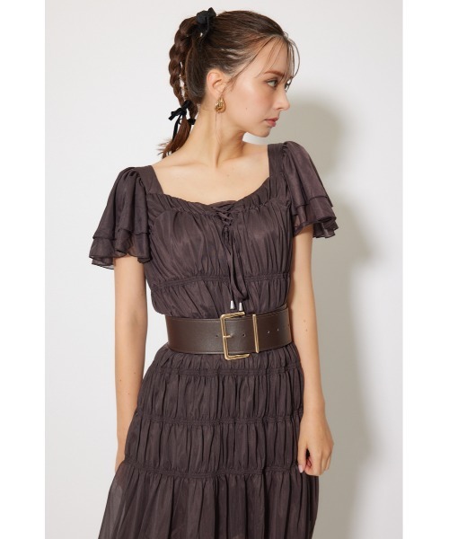 rienda（リエンダ）の「ワッシャーリラクシーカットワンピース 春服 夏服 秋服 半袖（ワンピース・レディース・ライトベージュ/ブルー/ブラウン・FREE）」の7枚目の写真