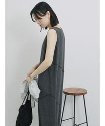 Samansa Mos2 blue | ◎【接触冷感】切替カットワンピース(ワンピース)
