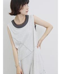 Samansa Mos2 blue | ◎【接触冷感】切替カットワンピース(ワンピース)