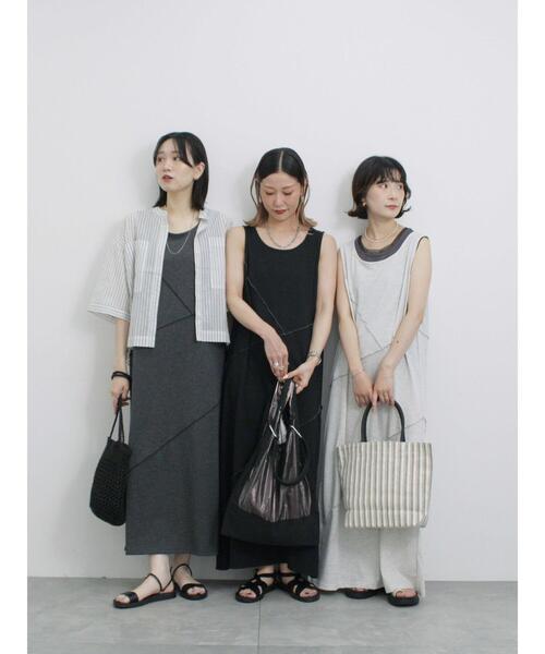 Samansa Mos2 blue(サマンサモスモスブルー)の「◎【接触冷感】切替カットワンピース(ワンピース・レディース・ブラック/トップグレー/チャコールグレー・F)」の5枚目の写真