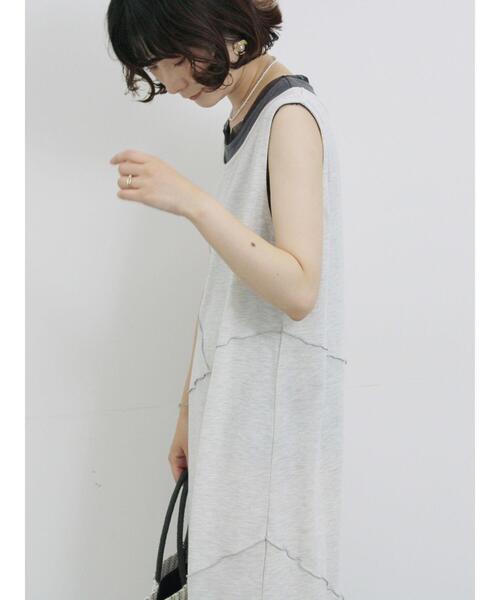 Samansa Mos2 blue(サマンサモスモスブルー)の「◎【接触冷感】切替カットワンピース(ワンピース・レディース・ブラック/トップグレー/チャコールグレー・F)」の7枚目の写真