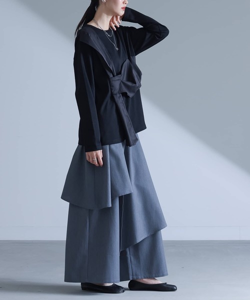 kOhAKU(コハク)の「『アシンメトリーレイヤーパンツ』(その他パンツ・レディース・グレー/ブラック・1/2)」の18枚目の写真