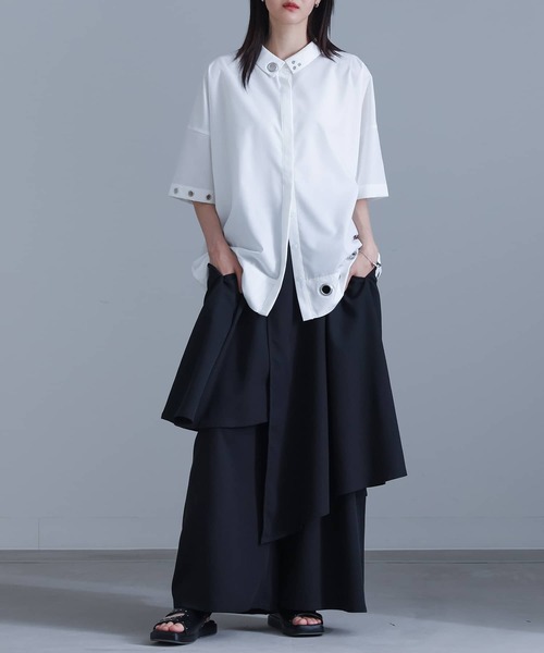 kOhAKU(コハク)の「『アシンメトリーレイヤーパンツ』(その他パンツ・レディース・グレー/ブラック・1/2)」の13枚目の写真