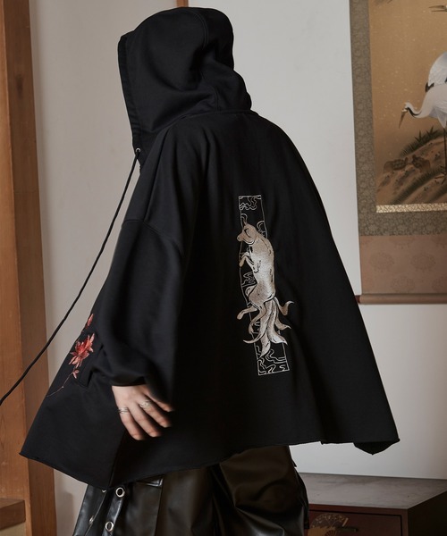 【狐独】メッシュデザインジップフーディ Ellno Loset 狐独（コドク）の「【狐独】メッシュデザインジップフーディ