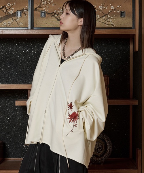 狐刺繍ビックジップフーディー（パーカー）｜狐独（コドク）の