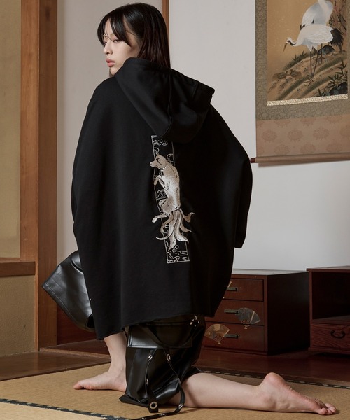 狐独(コドク)の「狐刺繍ビックジップフーディー(パーカー・メンズ・アイボリー/ブラック・LARGE/MEDIUM)」の8枚目の写真