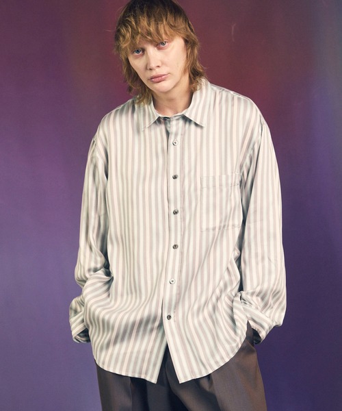 MAISON SPECIAL（メゾンスペシャル）の「《UNISEX》【Italian Dead Stock Fabric】Prime-Over Regular Collar Shirt/プライムオーバーレギュラーカラーシャツ【MAISON SPECIAL/メゾンスペシャル】（シャツ/ブラウス・メンズ・ブルー/アイボリー/ライトブルー/サックスブルー/その他1/その他2/ライトグレー/ブラウン/ピンク/ホワイト・0/1/2）」の4枚目の写真