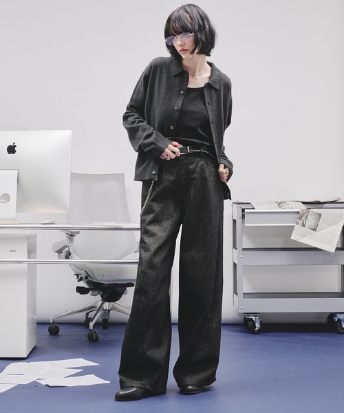 selle glant(セレグランテ)の「BASIC HIGH GAUGE KNIT SHIRT/ベーシックハイゲージニットシャツ(シャツ/ブラウス・メンズ・ブルー/ブラック/ダークオレンジ・SMALL/MEDIUM/LARGE)」の5枚目の写真